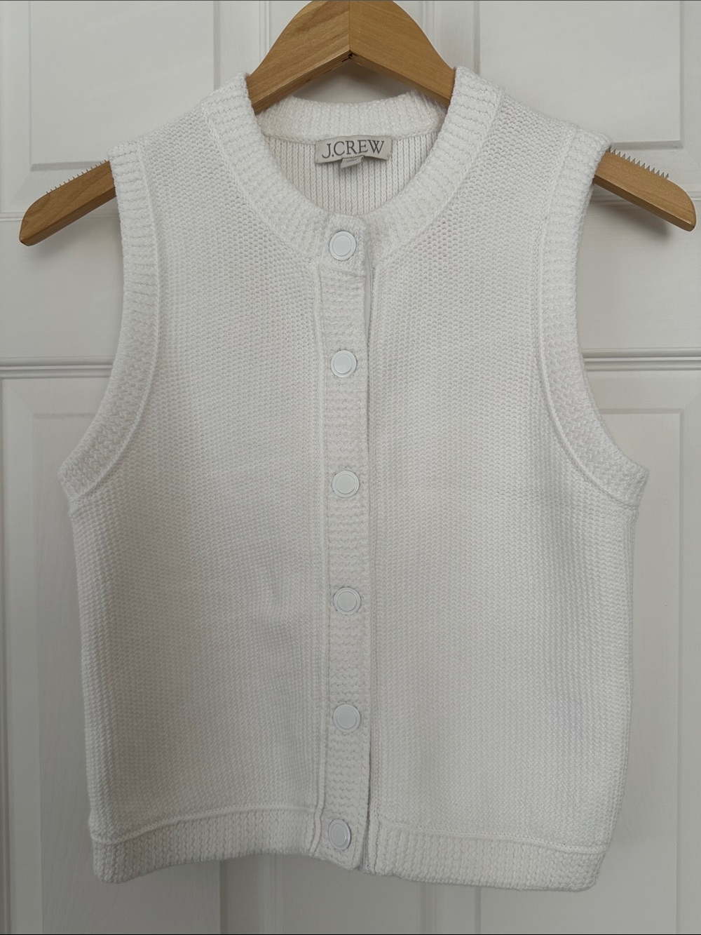 J. Crew Women's White Button-Front Knit Sweater Vest